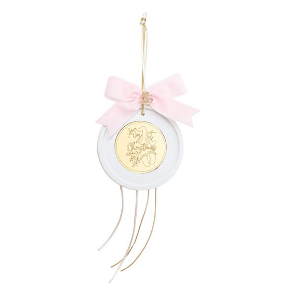 Beauty Home ΚΡΕΜΑΣΤΟ ΣΤΡΟΓΓΥΛΟ ΚΕΡΑΜΙΚΟ ME PLEXI MY 1st CHRISTMAS ΡΟΖ