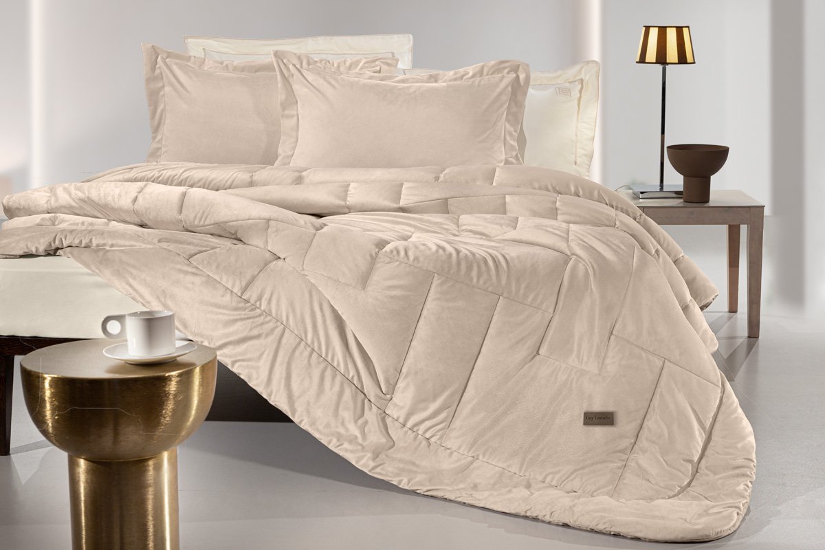 1111086225041 Πάπλωμα Ημίδιπλο 180×240 Guy Laroche Scarlett Beige Suede - Image 1