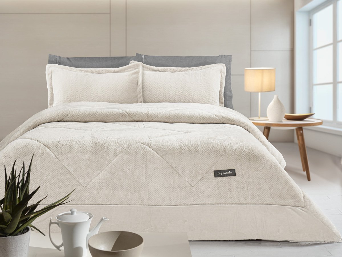 1111086225063 Κουβερτοπάπλωμα Ημίδιπλο 180×240 Guy Laroche Moore Ivory - Image 1