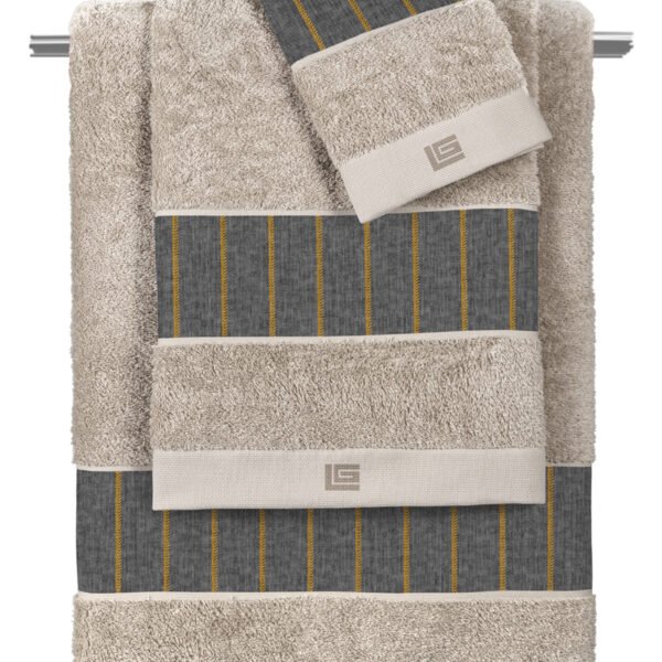 Σετ Πετσέτες 3 Τεμαχίων Guy Laroche Beverly Anthracite-Natural