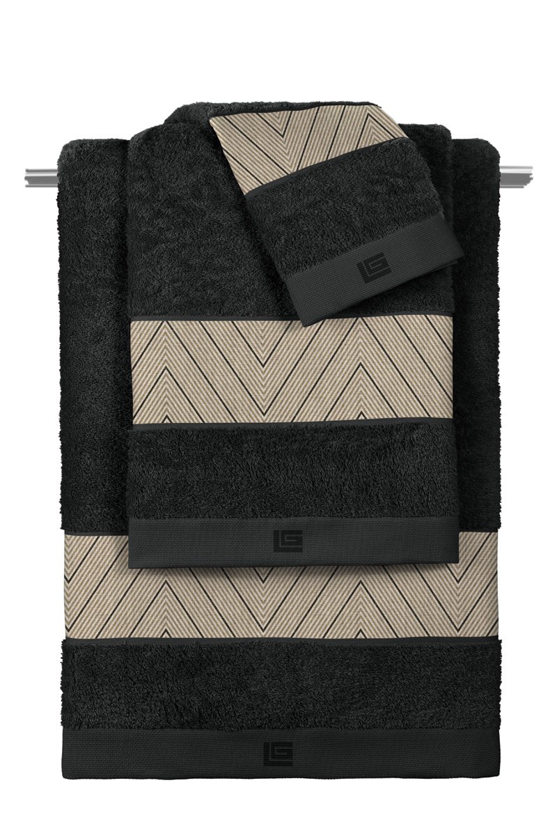 1122030225012 Σετ Πετσέτες 3 Τεμαχίων Guy Laroche Canyon Natural-Black - Image 1
