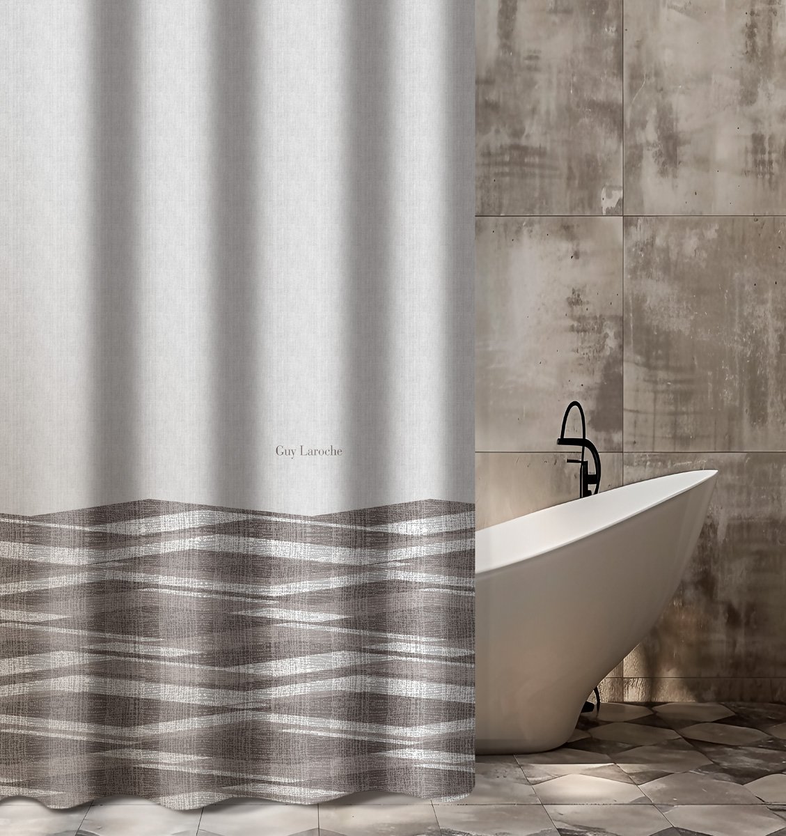 Bathroom Wall Mockup created with Generative AI Κουρτίνα Μπάνιου 180×185 Αδιάβροχη Guy Laroche Active Taupe - Image 1
