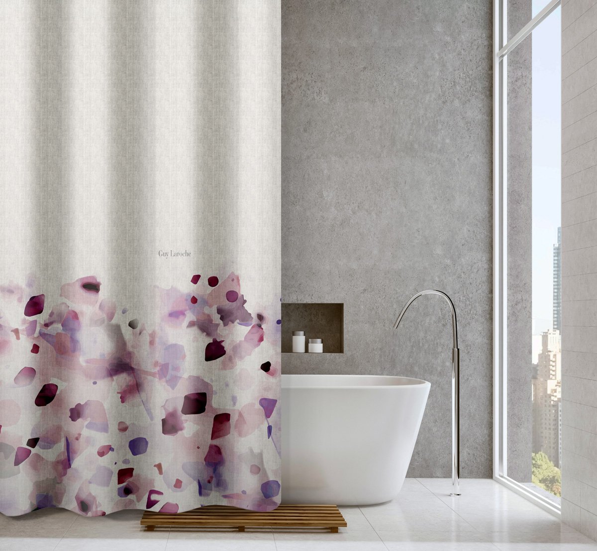 1128030225007 Κουρτίνα Μπάνιου 180×185 Αδιάβροχη Guy Laroche Carmel Melanze - Image 1