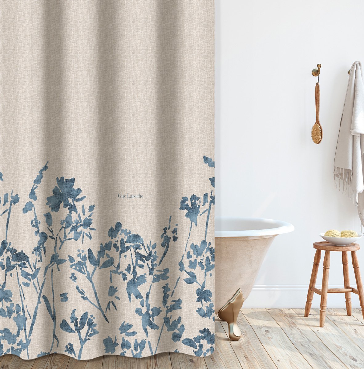 1128030225012 Κουρτίνα Μπάνιου 180×185 Αδιάβροχη Guy Laroche Romance Raf - Image 1