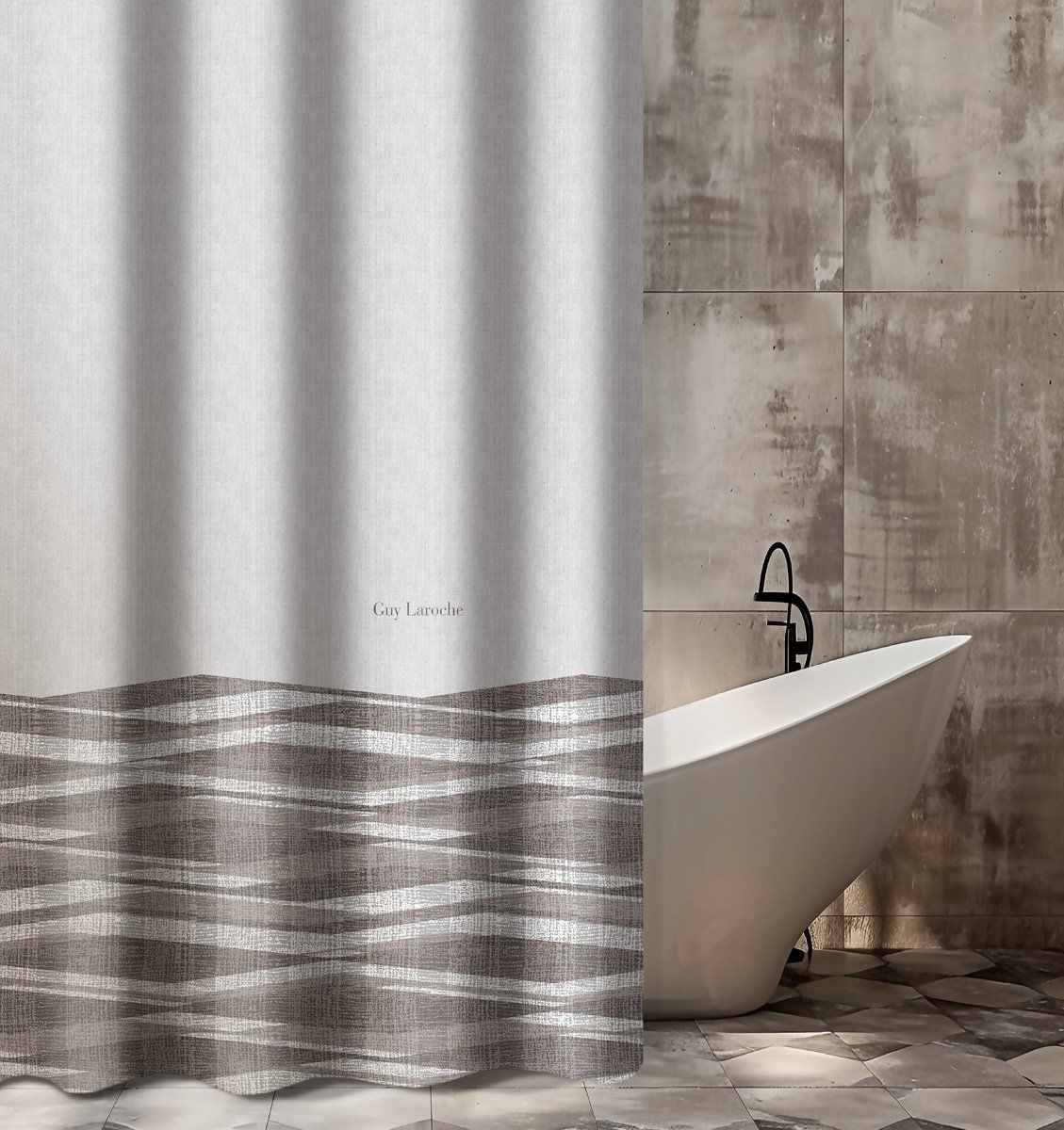 Bathroom Wall Mockup created with Generative AI Κουρτίνα Μπάνιου 240×185 Αδιάβροχη Guy Laroche Active Taupe - Image 1