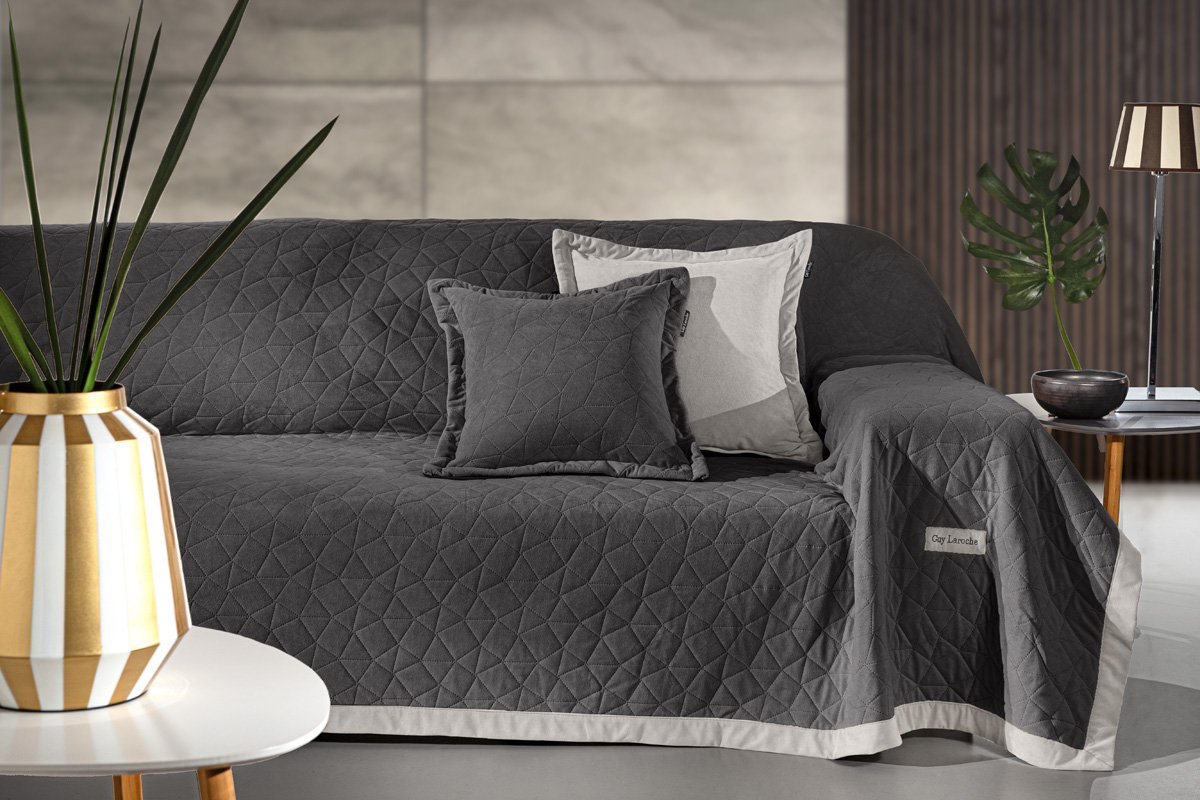 1133086225003 Σετ Ριχτάρι Πολυθρόνας 170×150 & Μαξιλαροθήκη 42×42+3 Guy Laroche Avalon Carbon - Image 1
