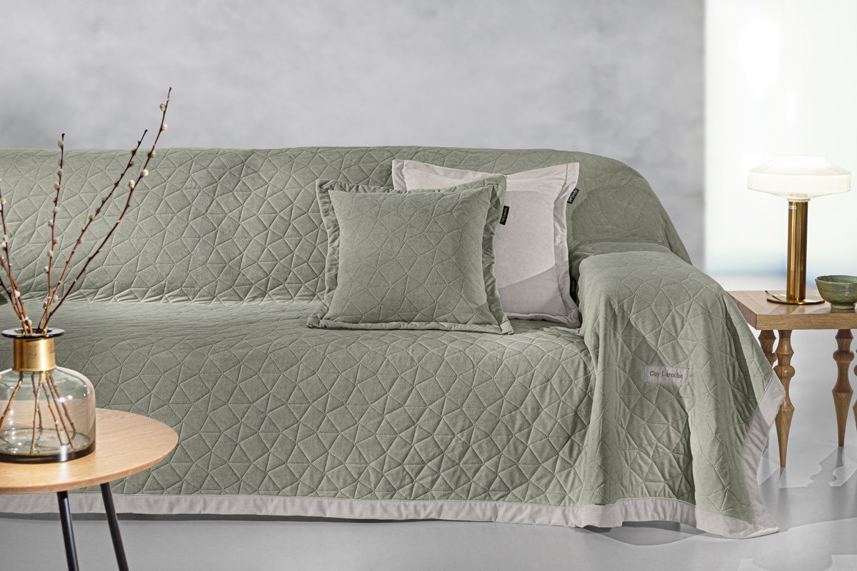 1133086225014 Σετ Ριχτάρι Τριθέσιου 170×300 & Μαξιλαροθήκη 45×45+3 Guy Laroche Avalon Cement - Image 1