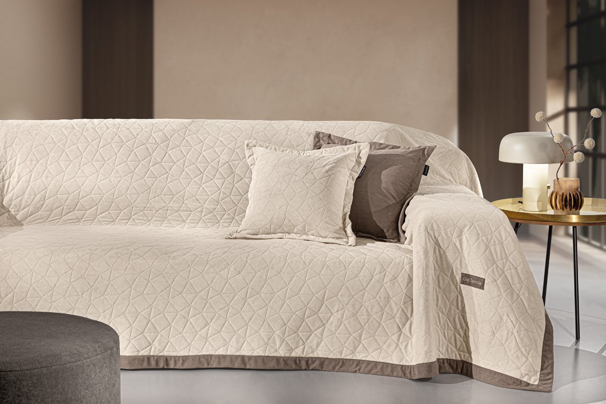 1133086225016 Σετ Ριχτάρι Τετραθέσιου 170×350 & Μαξιλαροθήκη 45×45+3 Guy Laroche Avalon Cream - Image 1