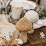 Beauty Home Μανιτάρι ξύλινο μπουκλέ μπεζ Ø7.5 x 13.5 cm - Image 2