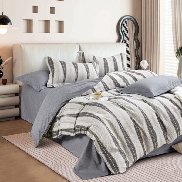 Beauty Home Σετ παπλωματοθήκη υπέρδιπλη Art 12288 Adamantia 230x250 Εκού,Ανθρακί