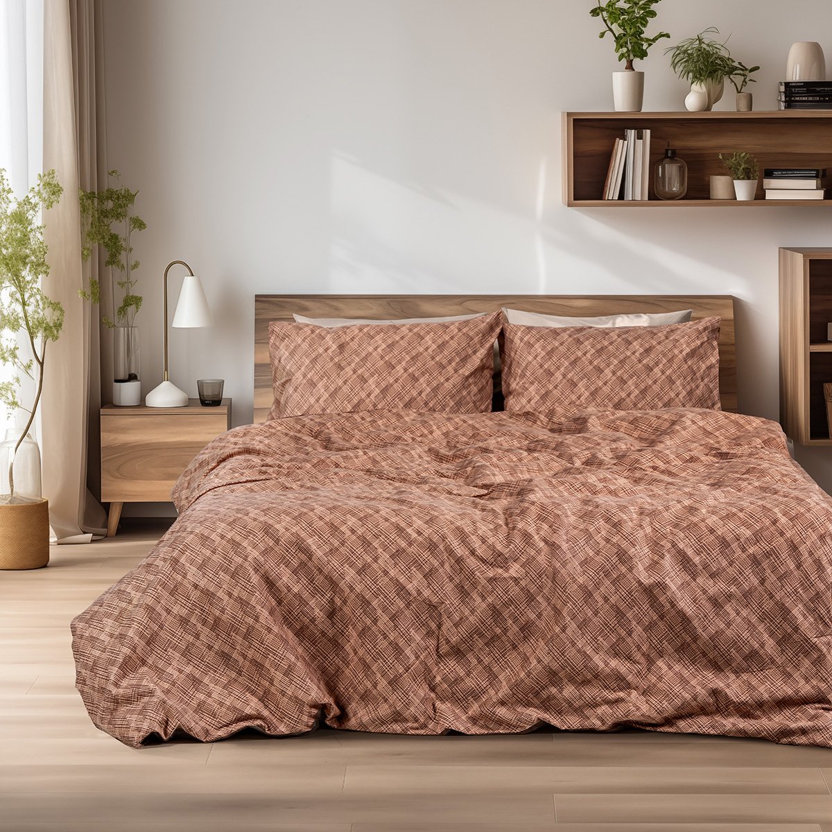 12336 Beauty Home Σετ σεντόνια φανελένια King Size Frida Art 12336 270x260 Κεραμιδί - Image 1