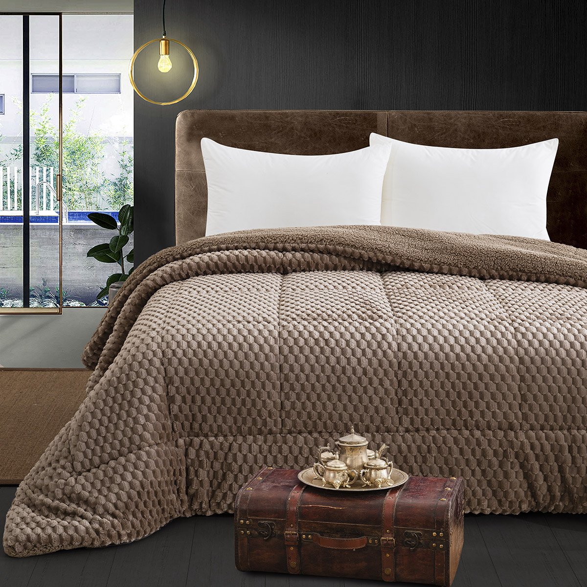 12654 Beauty Home Κουβερτοπάπλωμα king size Art 12654 240x260 Μόκα - Image 1