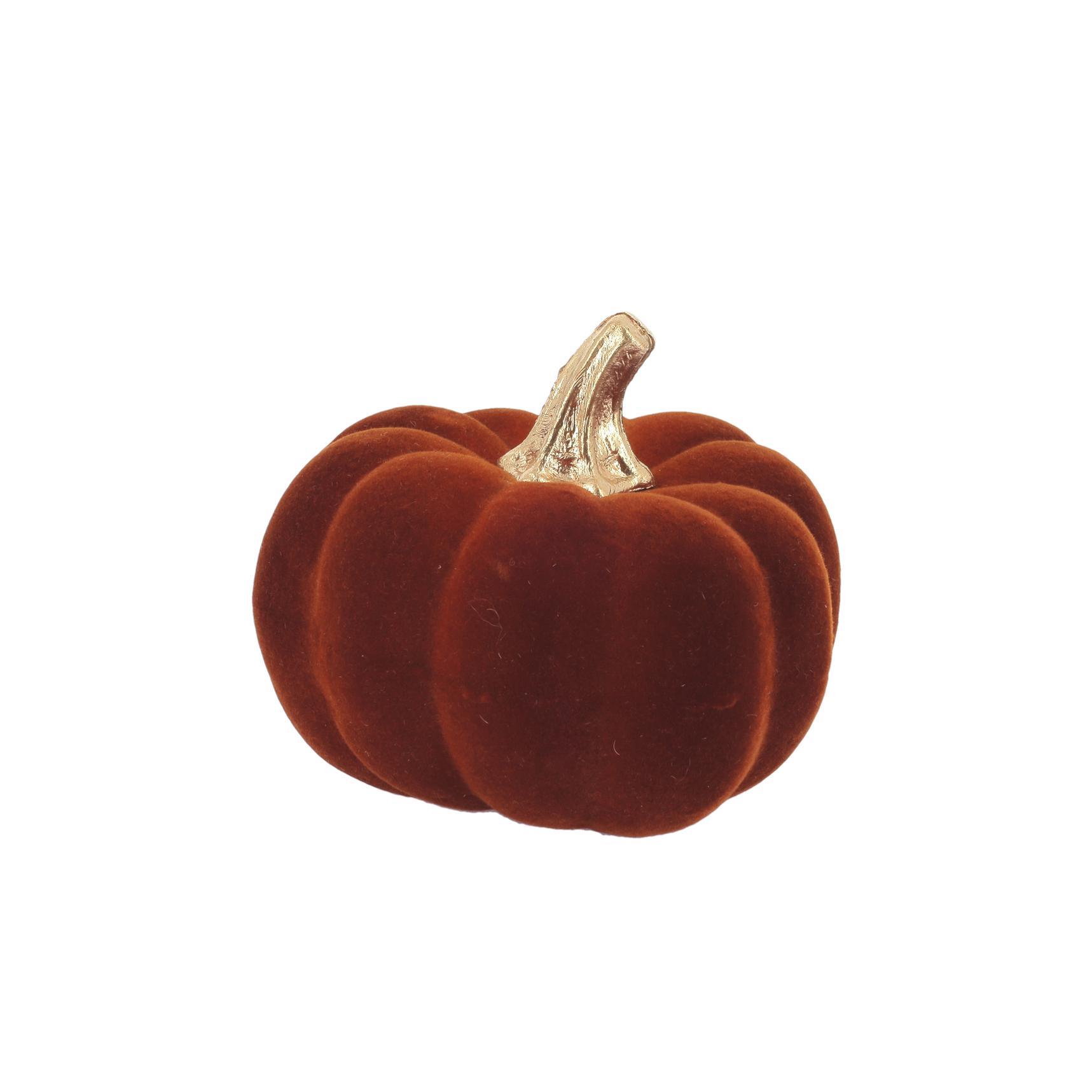 1826afe9-d023-4ede-a0d1-e5e5bb258086 Beauty Home Κολοκύθα βελούδινη κεχριμπαρί με χρυσό Ø9 x 7 cm - Image 1