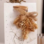 Beauty Home Κλαδί με φιόγκο από λινάτσα και χρυσό 19 cm - Image 4