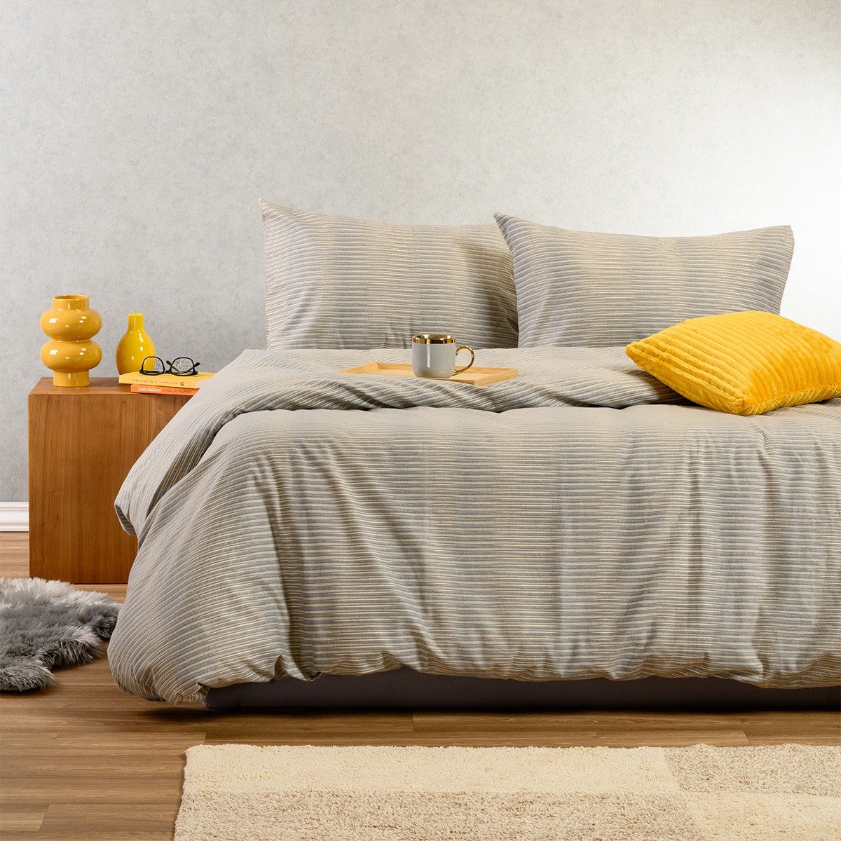 20165 ΣΕΤ ΣΕΝΤΟΝΙΑ ΦΑΝΕΛΕΝΙΑ KING SIZE TRINITY GREY (270X260) MELINEN - Image 1