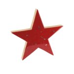 Beauty Home Αστέρι ξύλινο κόκκινο λούστρο με ασημί γκλίτερ 10.5 x 10.5 x 1.5 cm