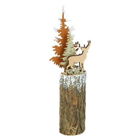 315e9aae-1a87-450a-b8ea-f14754495f9d Beauty Home Χριστουγεννιάτικο διακοσμητικό σε ξύλινη βάση με χρυσό γκλίτερ 5 x 24 cm - Image 1