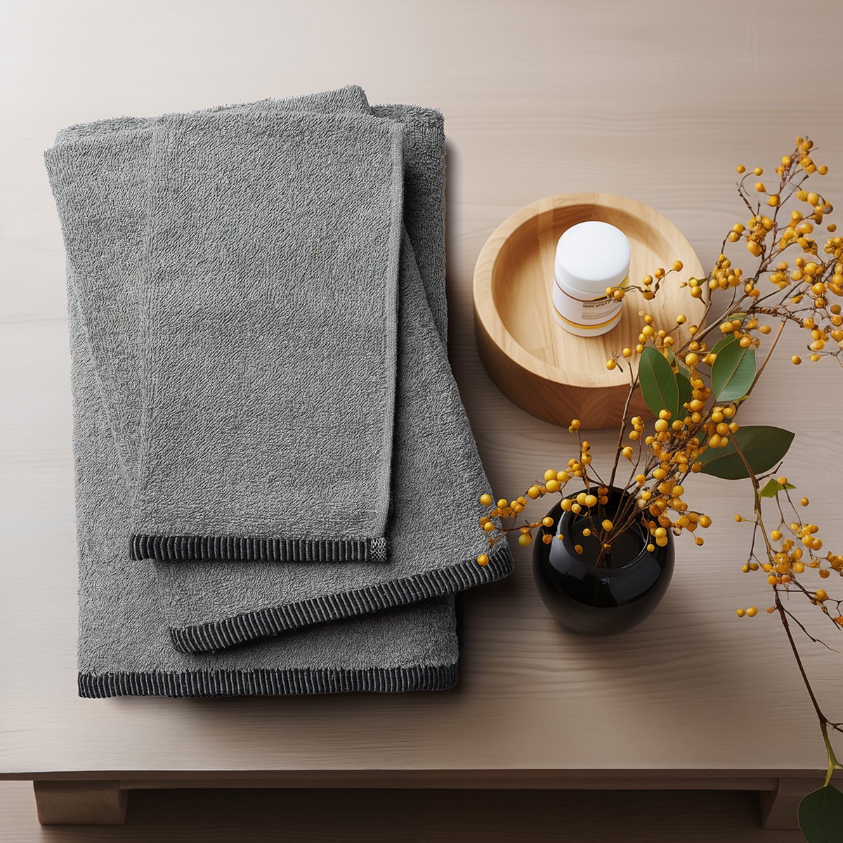 3451-1 Beauty Home Σετ πετσέτες Art 3451 Σετ 3τμχ Γκρι - Image 1