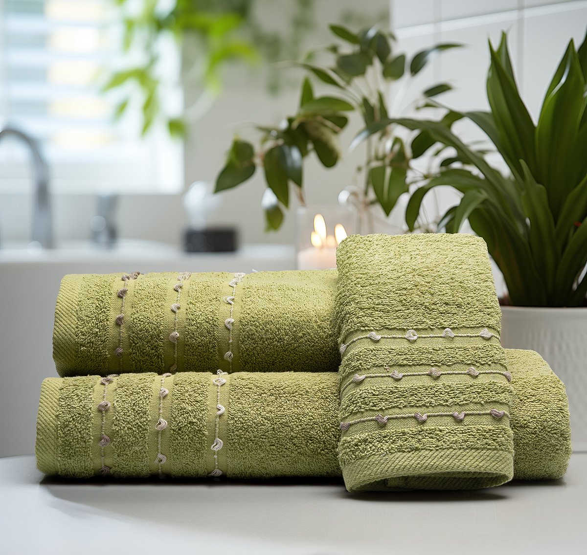 3466-1 Beauty Home Σετ πετσέτες Art 3466 Σετ 3τμχ Πράσινο - Image 1