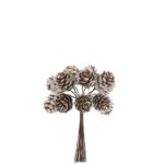 Beauty Home 12 κουκουνάρια σε κλαδί χιονισμένα 12 cm