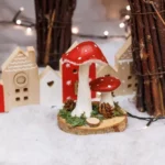 Beauty Home 2 μανιτάρια σε ξύλινη βάση  Ø9.5 x 12.5 cm - Image 2