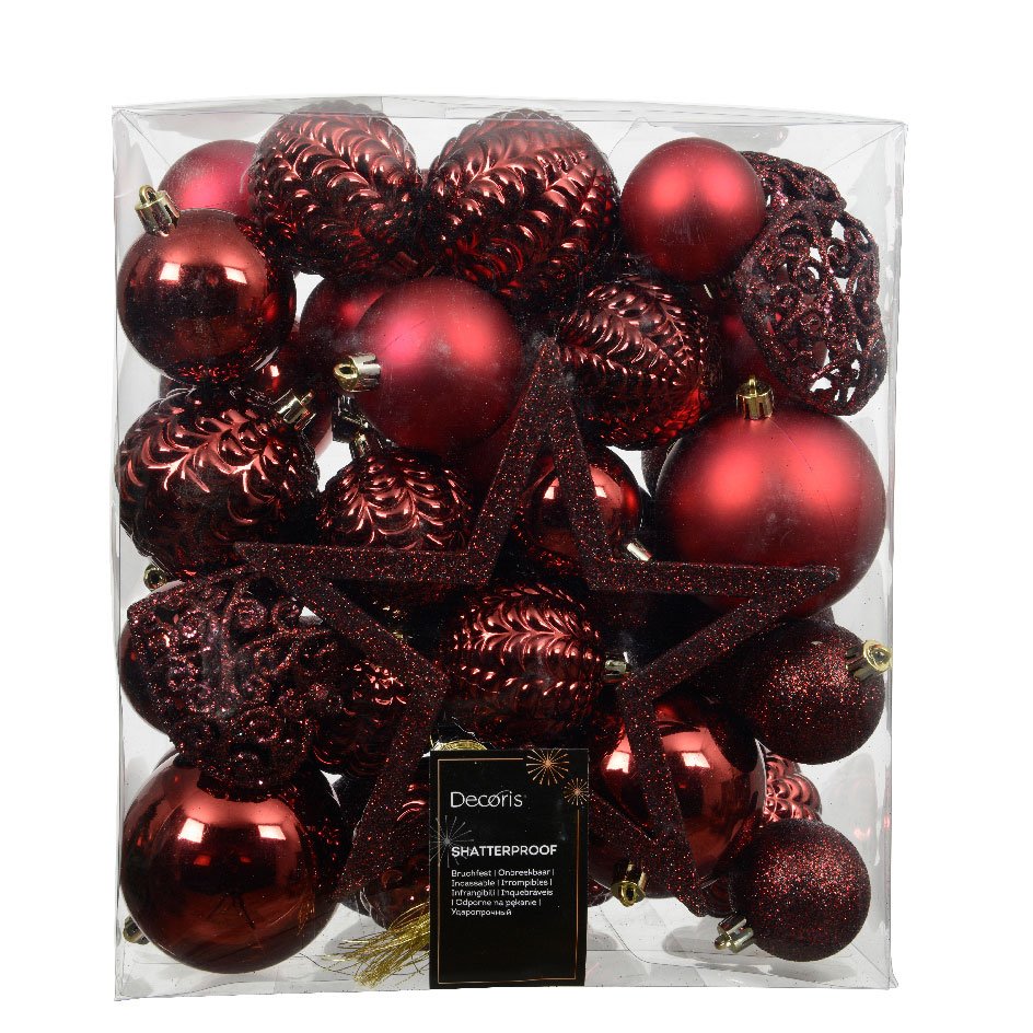 471d73da-af7c-4ec1-9cfc-e251088aba3f Beauty Home Αθραυστα Στολίδια Μπορντώ 43 ΤΜΧ - Image 1