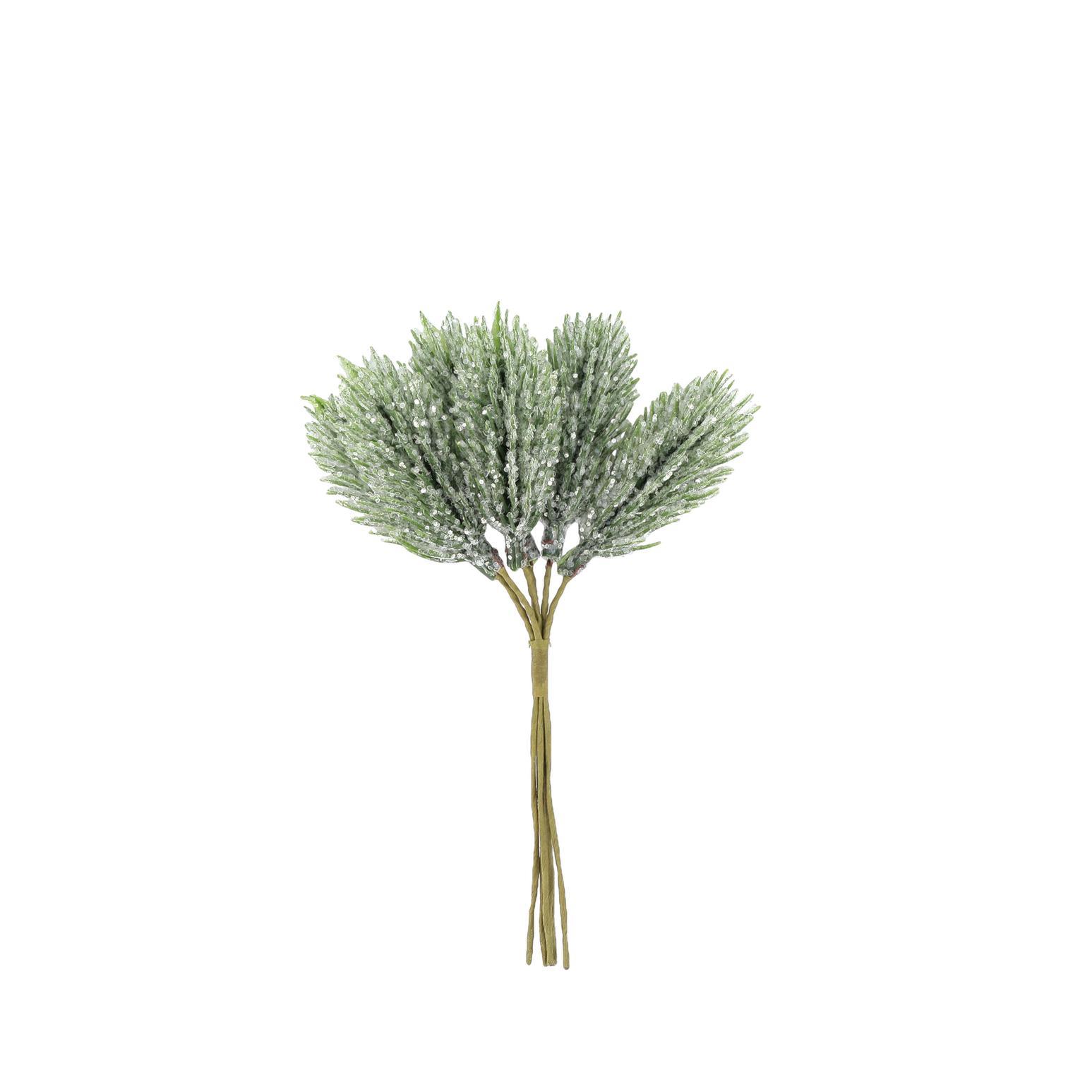 499fd04e-7c96-4e8d-84b9-23f4f78caf51 Beauty Home 6 κλαδιά έλατου πράσινα με ιριδίζον γκλίτερ 14.5 cm - Image 1