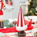 Beauty Home Διακοσμητικό Ριγέ Δέντρο με Γούνινη Λεπτομέρεια, Κόκκινο-Λευκό-Χρυσό Ø6 x 20 cm - Image 3