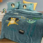 Κουβέρτα Βελουτέ Παιδική Μονή 160x220 Nef Nef Wild Dance Stone Blue