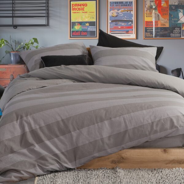 Σετ Σεντόνια Υπέρδιπλα Με Λάστιχο 160×200+35 Nef Nef Casual Stripe D.Grey