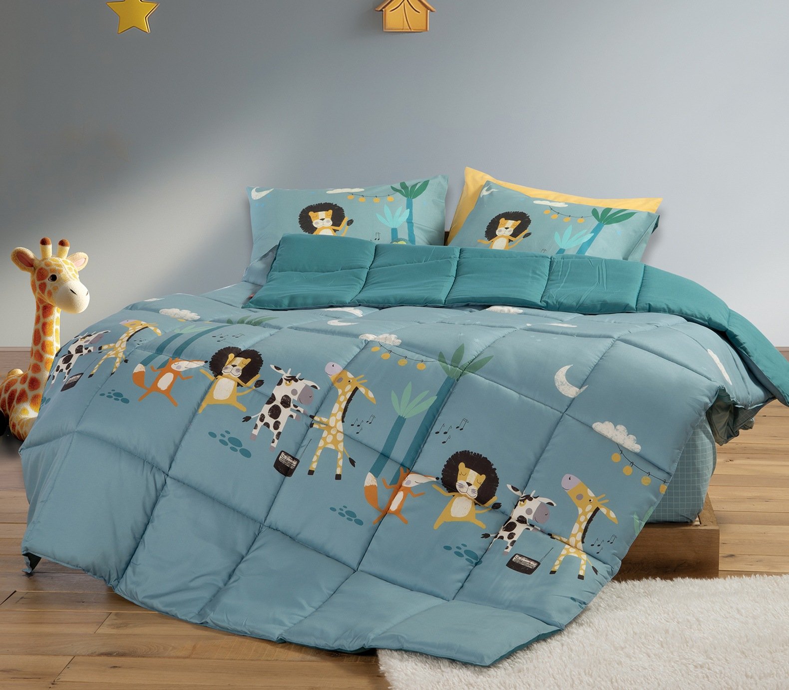 5205495618531 Πάπλωμα Μονό 160×220 Nef Nef Wild Dance Petrol - Image 1