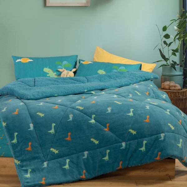 Κουβερτοπάπλωμα Μονό 160×220 Nef Nef Dino On Wheels Petrol