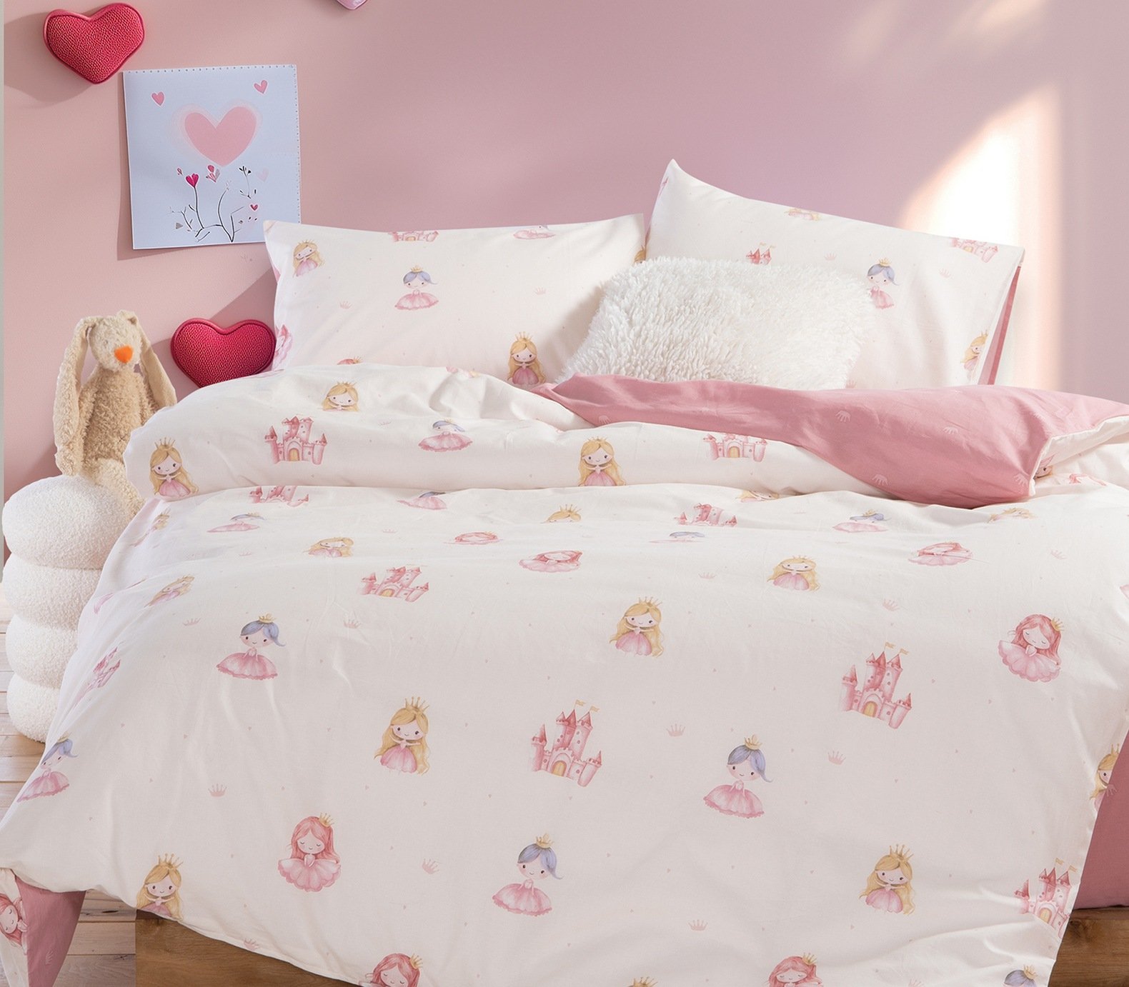 5205495620091 Σετ Σεντόνια Μονά Παιδικά 170×260 Nef Nef Our Princess Cream - Image 1