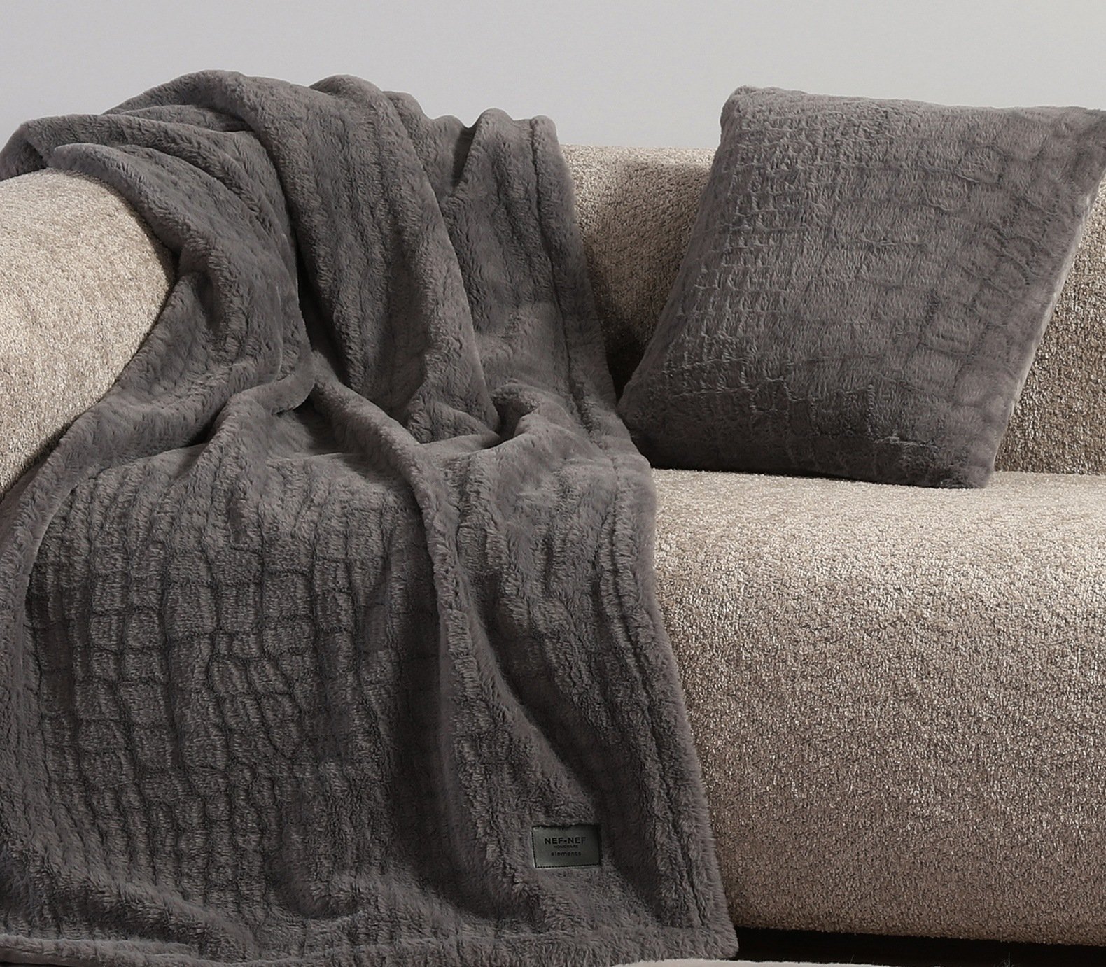 5205495622750 Διακοσμητικό Ριχτάρι/Κουβέρτα Καναπέ 130×180 Nef Nef Mentor Grey - Image 1