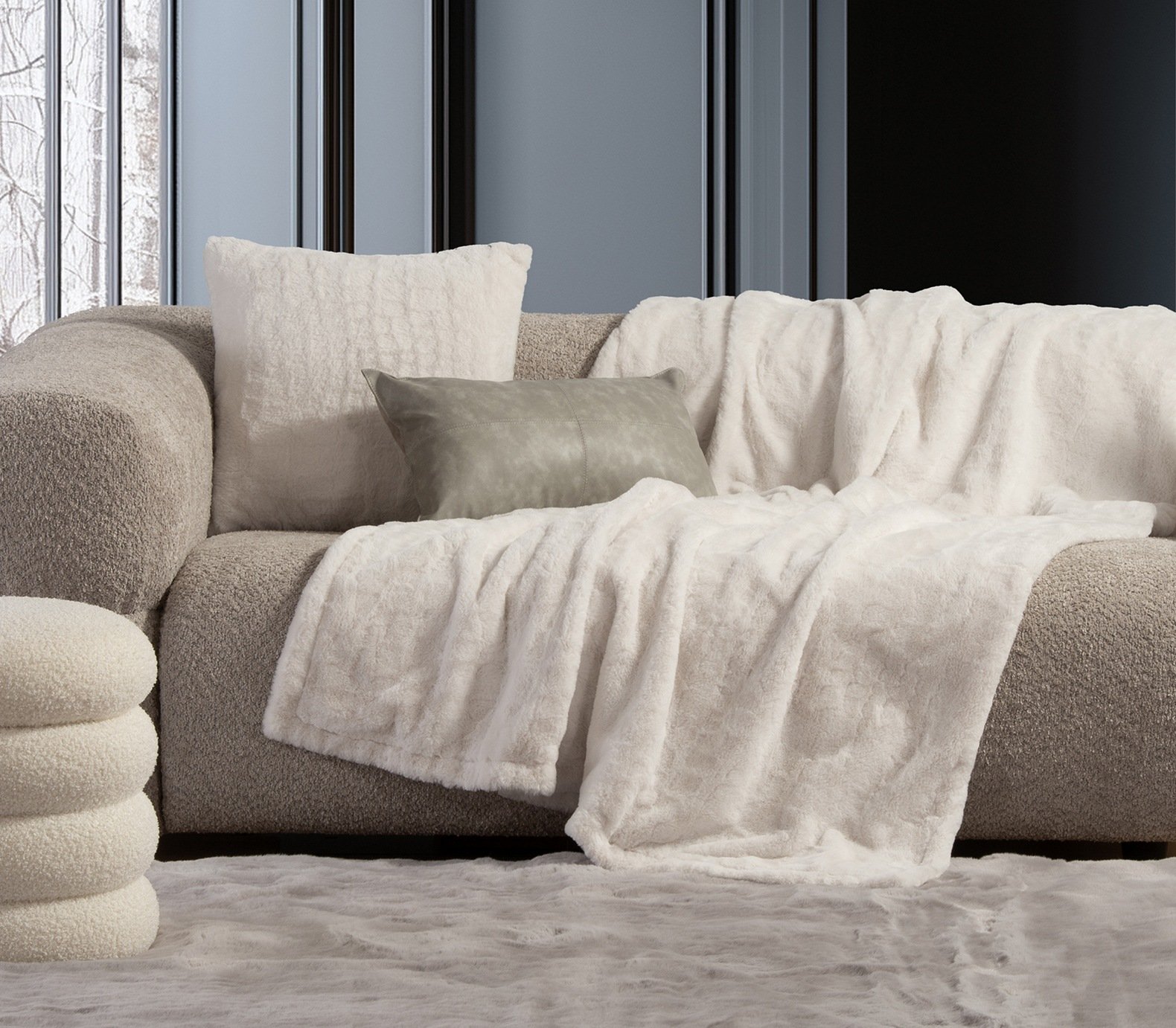 5205495622781 Διακοσμητικό Ριχτάρι/Κουβέρτα Καναπέ 130×180 Nef Nef Mentor Ecru - Image 1