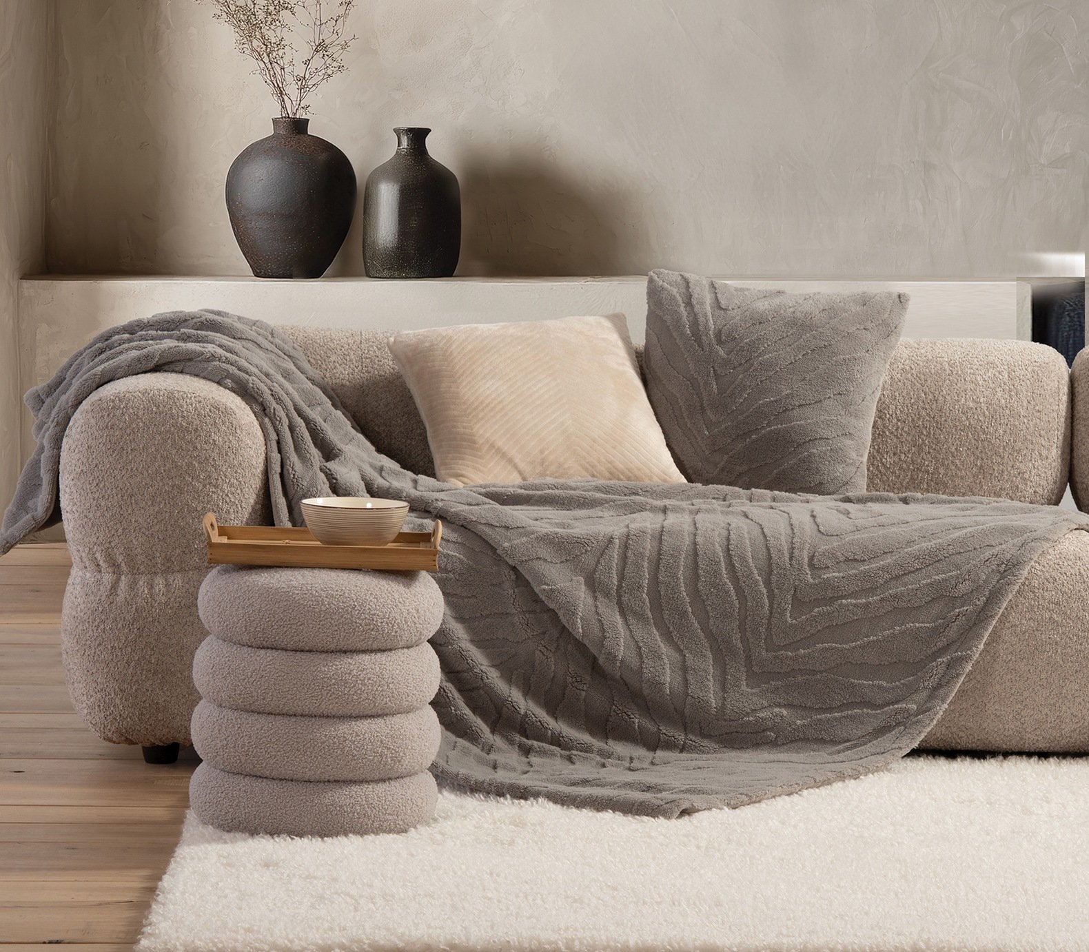 5205495624525 Διακοσμητικό Ριχτάρι/Κουβέρτα Καναπέ 130×180 Nef Nef Berien Grey - Image 1