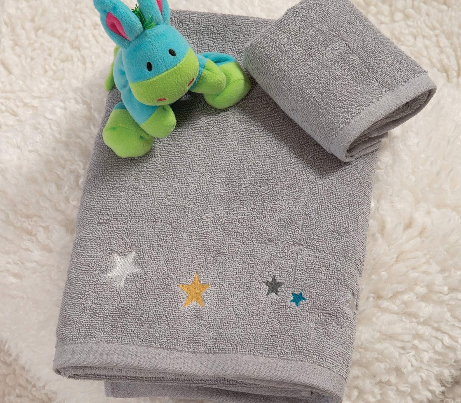5205495625072 Σετ Πετσέτες Παιδικές 2 Τεμαχίων Nef Nef Stars Above Grey - Image 1