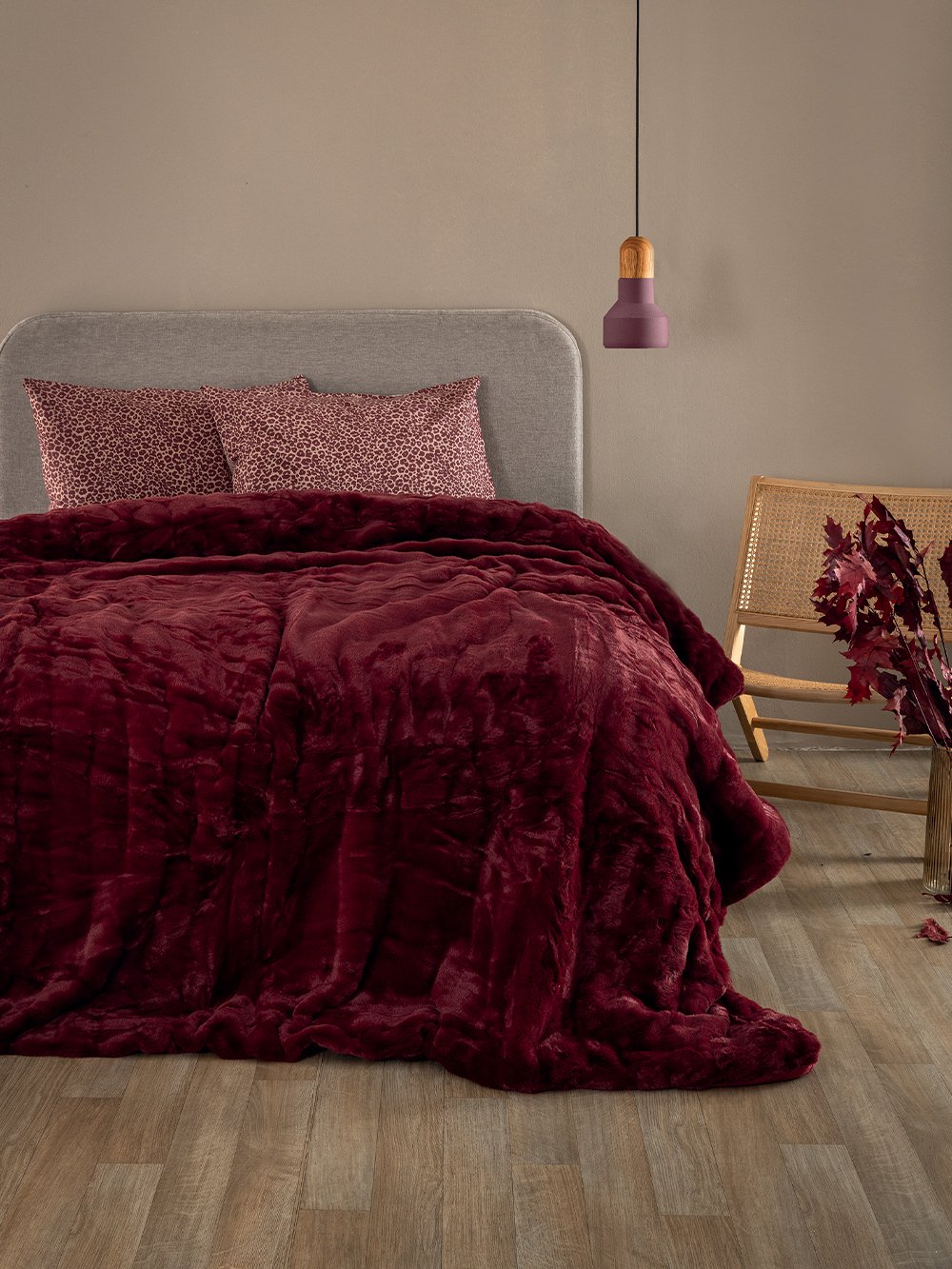 5205857290023_2 Κουβερτοπάπλωμα Υπέρδιπλο 220x240 EMBER WINE Μπορντώ Palamaiki - Image 1