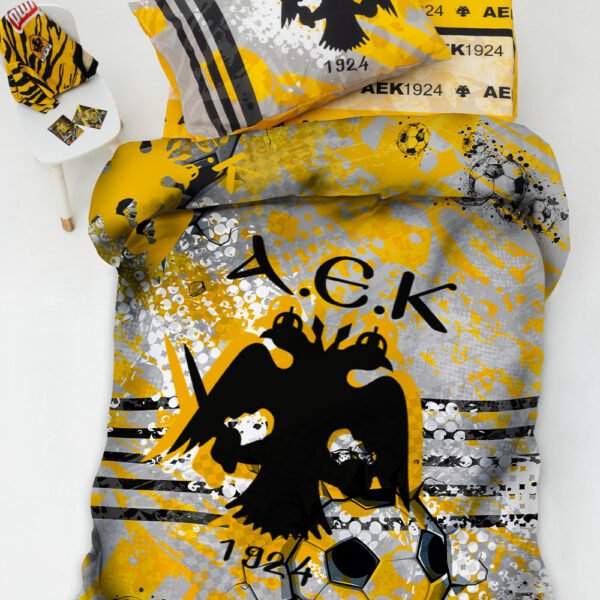 Σετ Παπλωματοθήκη Μονή Aek 170x250 Aek8 Κίτρινο Palamaiki