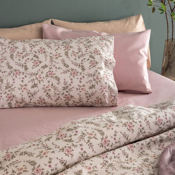 Σετ Μονά Σεντόνια Flannel Beauty 110x200+32 FB0234 Με Λάστιχο Ροζ Palamaiki