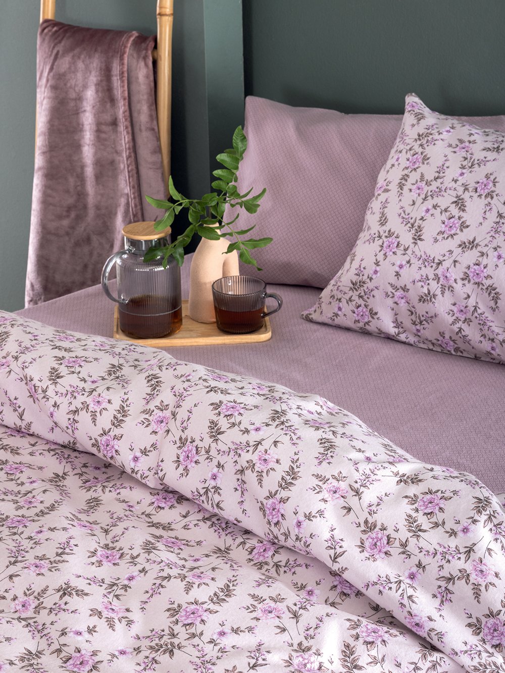 5205857297701_6 Σετ Μονά Σεντόνια Flannel Beauty 170x265 FB0235 Χωρίς Λάστιχο Μωβ Palamaiki - Image 1