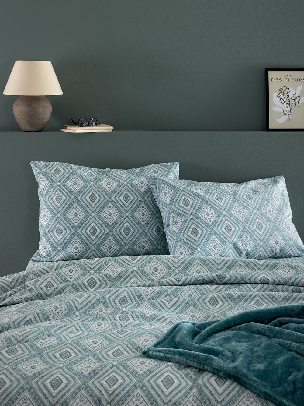 5205857297787_5 Σετ Μονά Σεντόνια Flannel Beauty 170x265 FB0239 Χωρίς Λάστιχο Γαλάζιο Palamaiki - Image 1