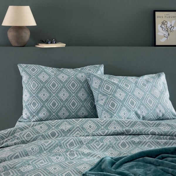 Σετ Μονά Σεντόνια Flannel Beauty 110x200+32 FB0239 Με Λάστιχο Γαλάζιο Palamaiki