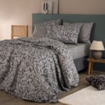 Σετ Μονά Σεντόνια Flannel Beauty 110x200+32 FB0242 Με Λάστιχο Γκρι Palamaiki