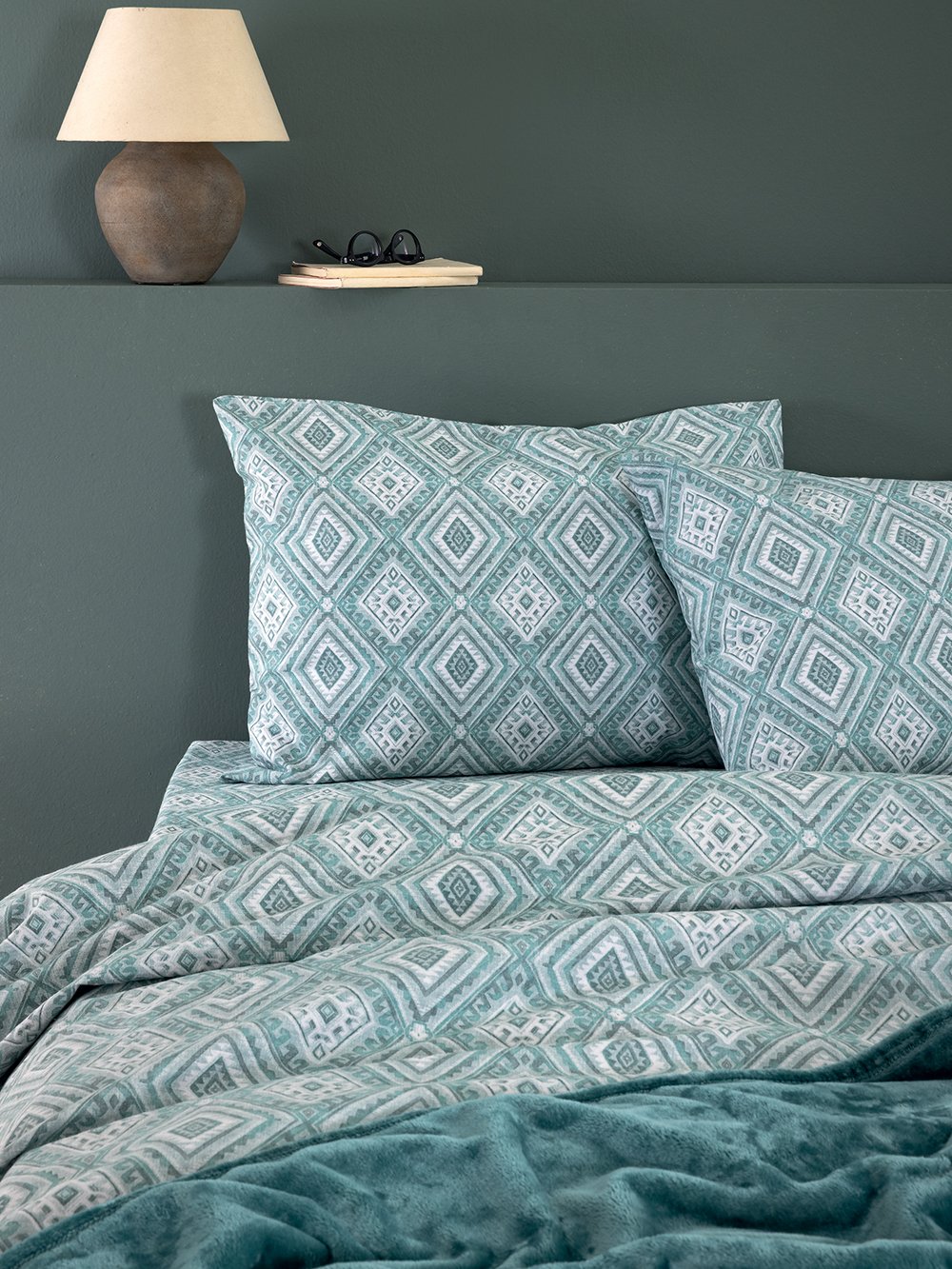 5205857298135_3 Σετ King Size Σεντόνια Flannel Beauty 280x270 FB0239 Γαλάζιο Palamaiki - Image 1