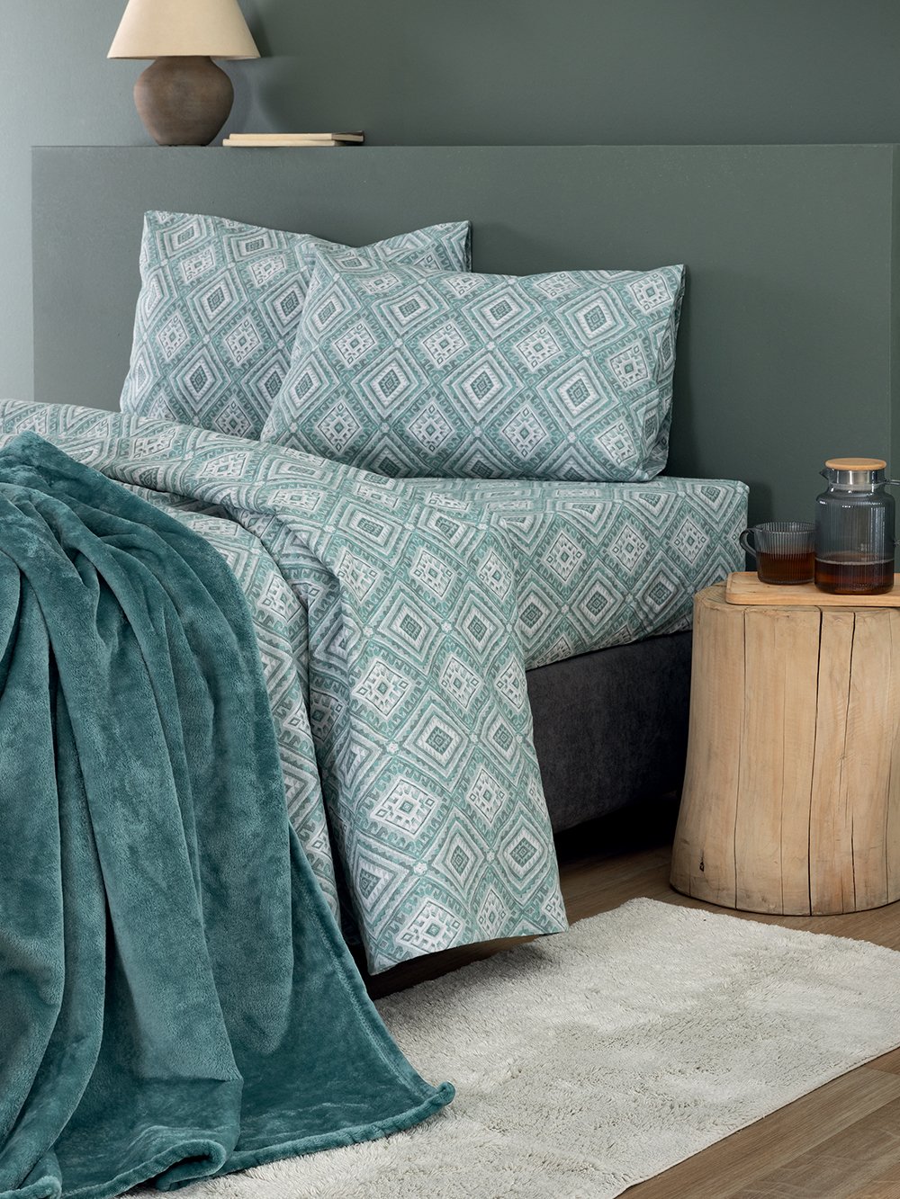 5205857298333_3 Σετ Παπλωματοθήκη Υπέρδιπλη Flannel Beauty 240x250 FB0239 Γαλάζιο Palamaiki - Image 1