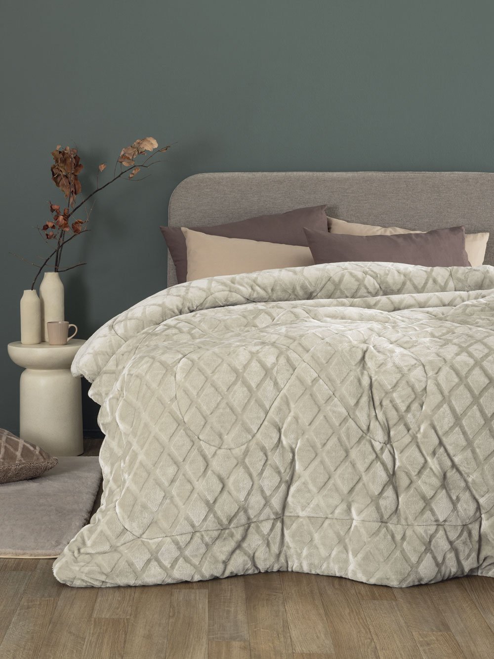 5205857298432_2 Κουβερτοπάπλωμα Μονό 160x240 NADINE/5 ICE Μπεζ Palamaiki - Image 1