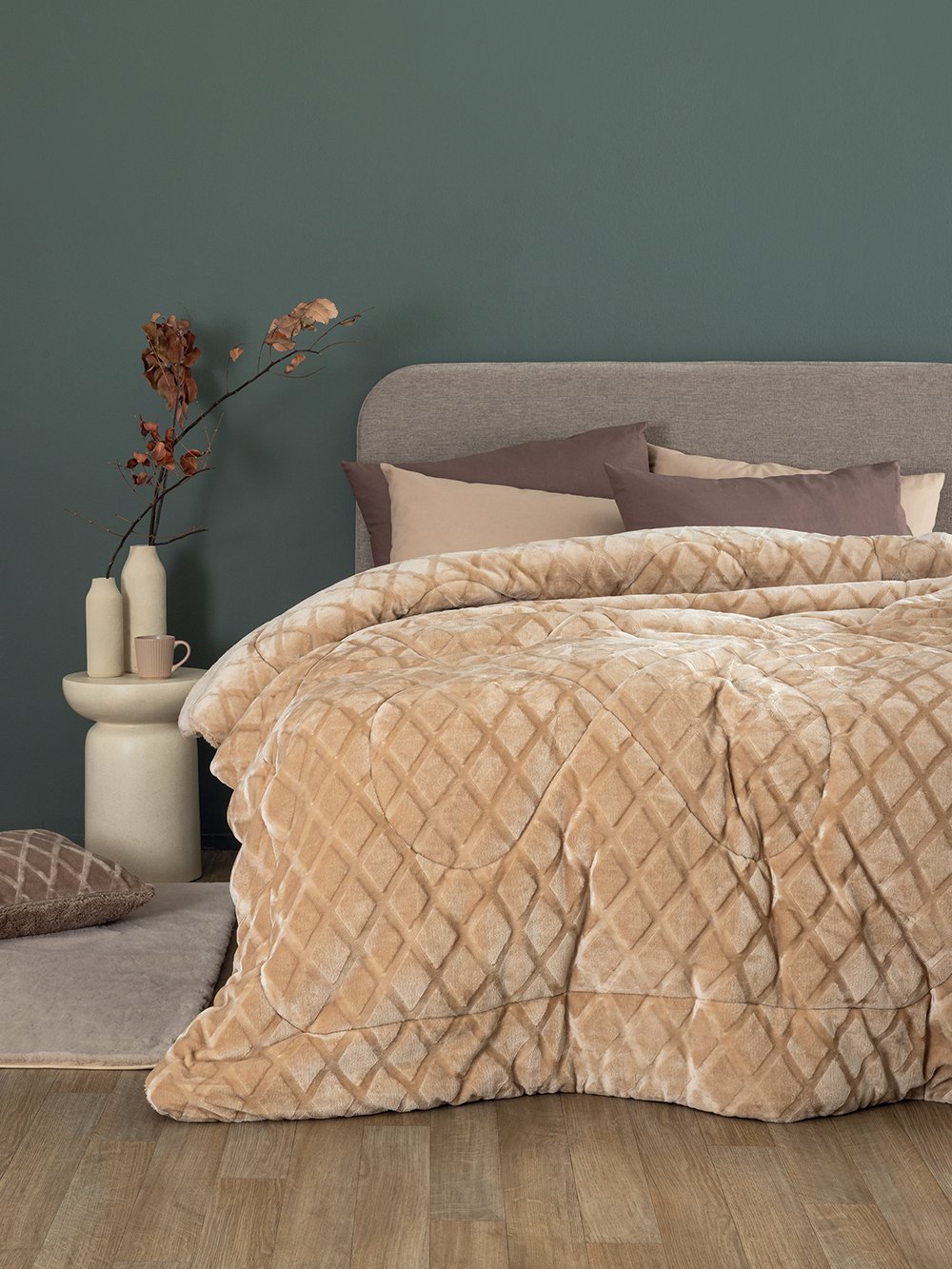 5205857298456_2 Κουβερτοπάπλωμα Υπέρδιπλο 220x240 NADINE/5 SAND Εκρού Palamaiki - Image 1