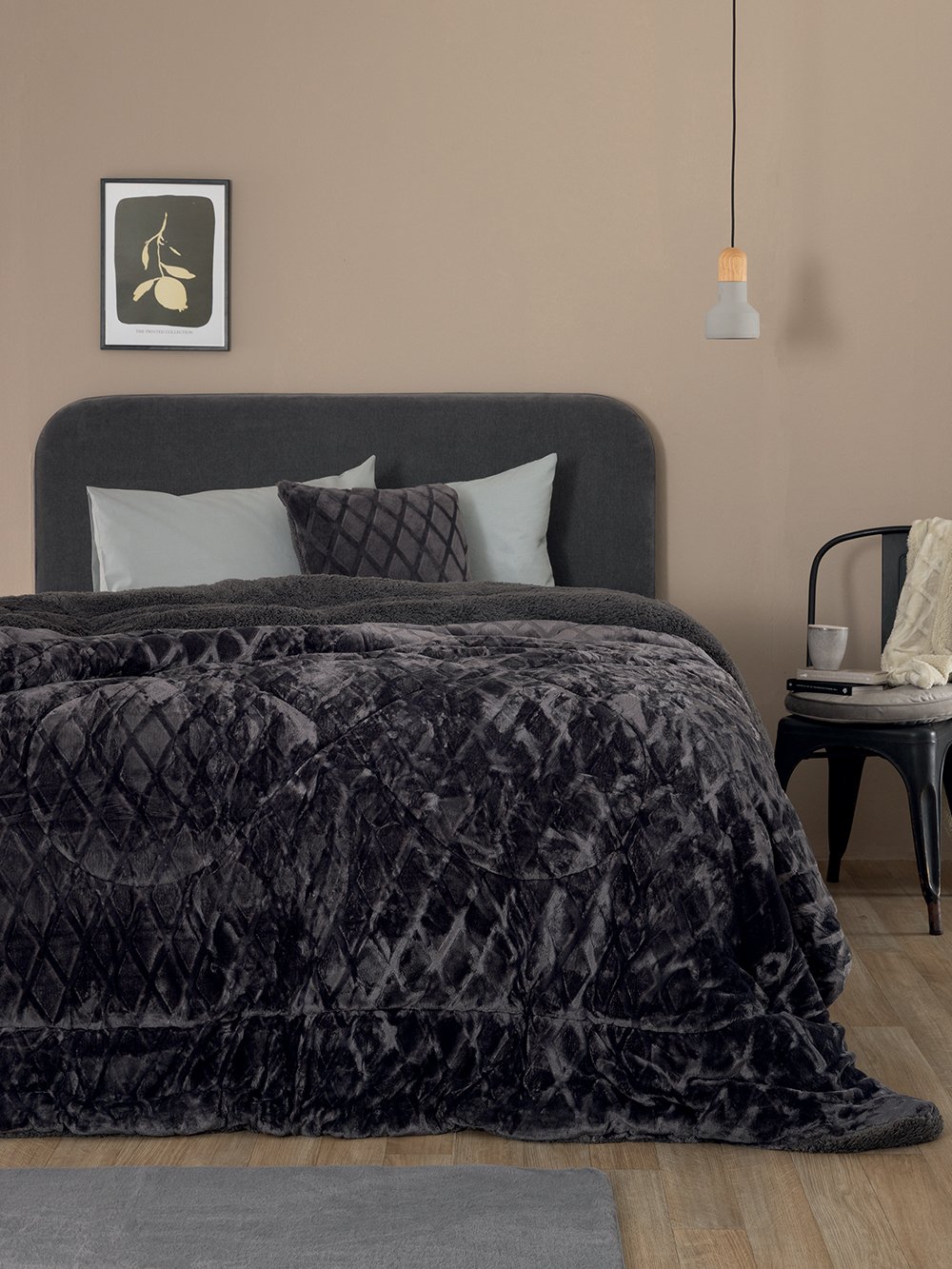 5205857298463_2 Κουβερτοπάπλωμα Υπέρδιπλο 220x240 NADINE/5 COAL Γκρι Palamaiki - Image 1