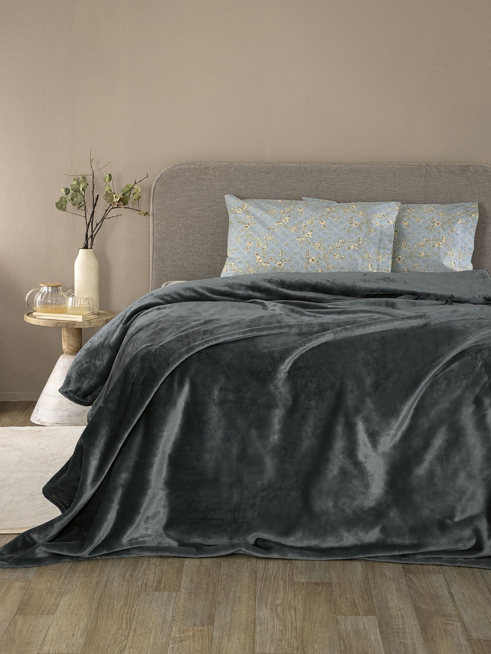 5205857298647_6 Κουβέρτα Fleece 160x220 LUCY COAL Γκρι Palamaiki - Image 1